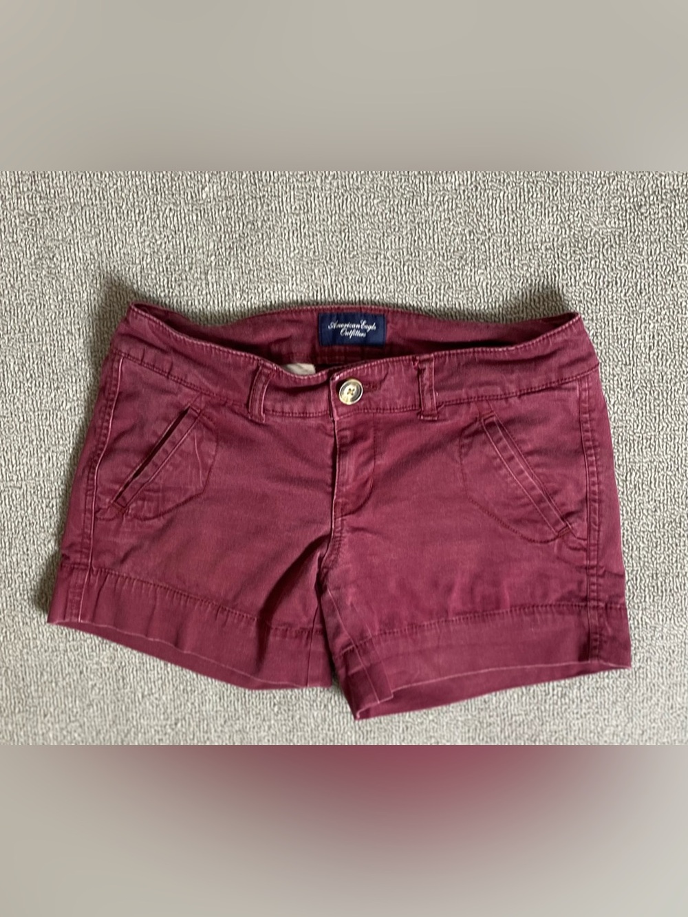American Eagle Outfitters Women's Y2K Red Low Rise Stretch Summer Chino Shorts